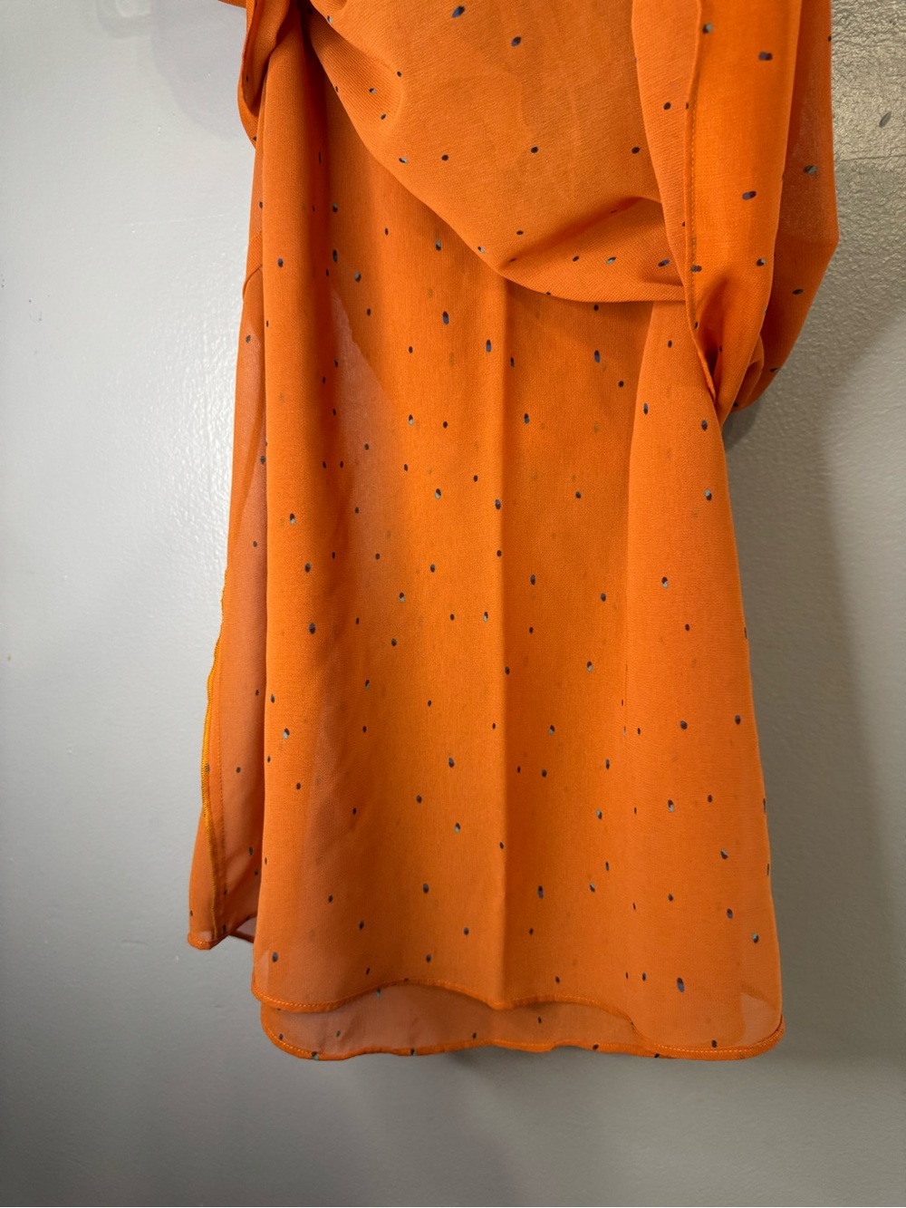 CAbi Sprinkle Top Orange Ruffle Neck Tie Front Chiffon Sleeveless Blouse - Small - Picture 8 of 11